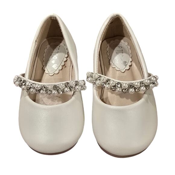 Tip Top Kids Other - Baby Girl's Tip Top Kids Ivory Beaded Rhinestone Slip On Dress Shoes | Size 4